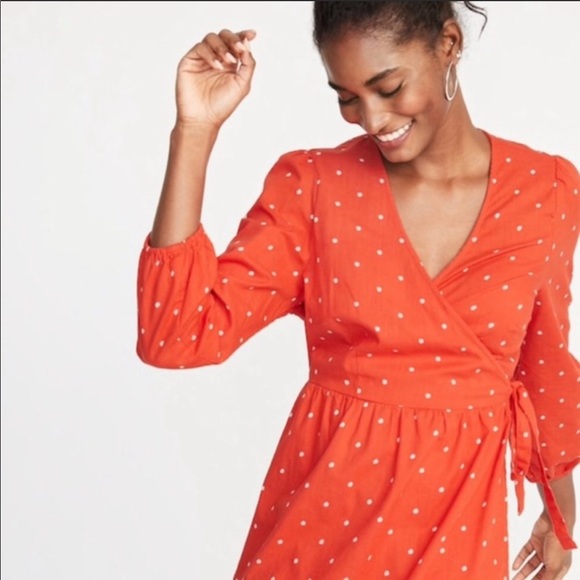 Old Navy Red Floral Wrap Dress Plus Size 3X - Picture 2 of 8